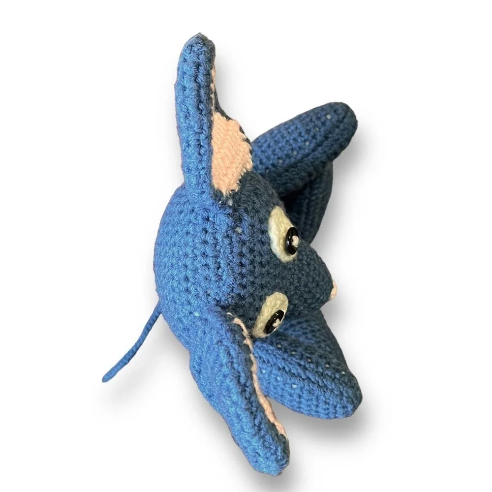 Handmade Crocheted Mouse Stuffed Animal Lovey - Blue